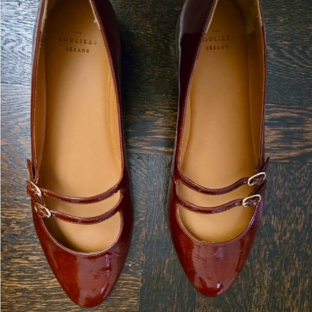 Sezane Burgundy Patent Leather Loafers - Picture 2 of 7